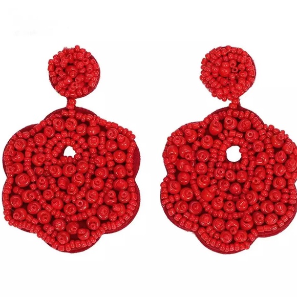 Brand new!!! Gorgeous red beaded boho earrings - Picture 2 of 2